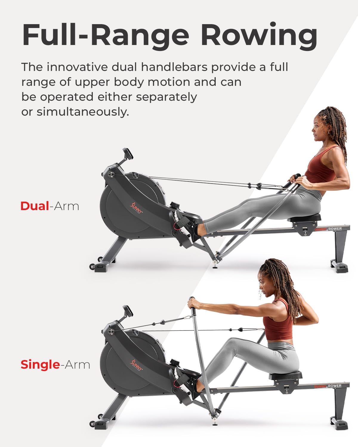 Sunny Health & Fitness Smart 360° Dual-Function Magnetic Rowing Machine